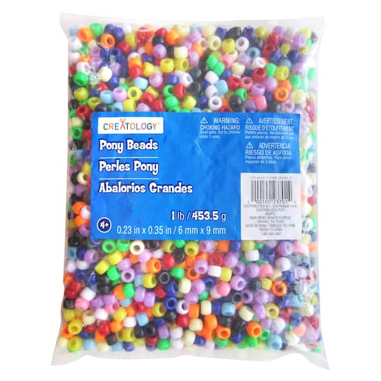 12 Pack: 1lb. Multicolor Pony Beads by Creatology&#x2122;, 6mm x 9mm